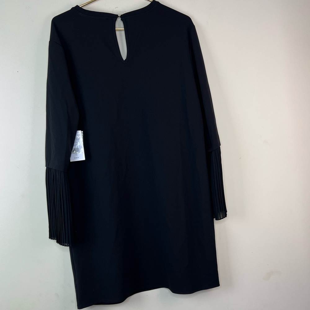 H by Halston Ponte Pleated Sleeve V Neck Black Dress NWT, Large - Picture 5 of 8